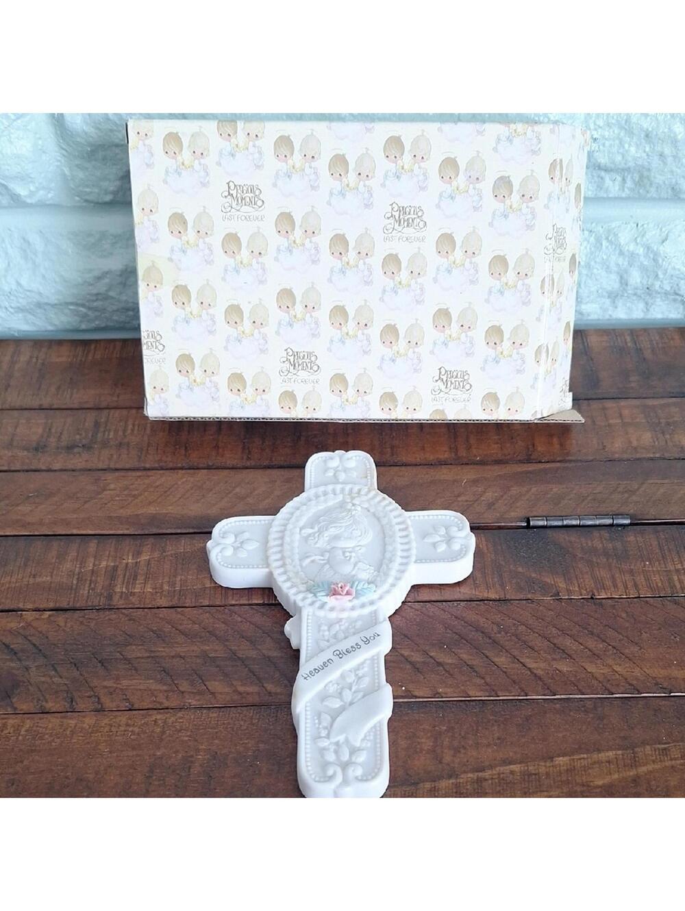 Nwt 1995 Precious Moments Christening Baby Babtism Wall Cross Girls
